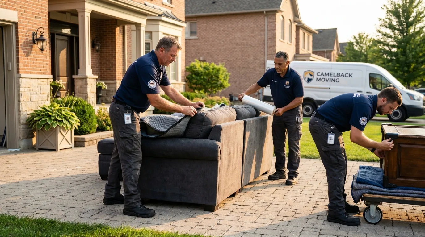 Large estate moving crew wrapping furniture in Weatherford, OK