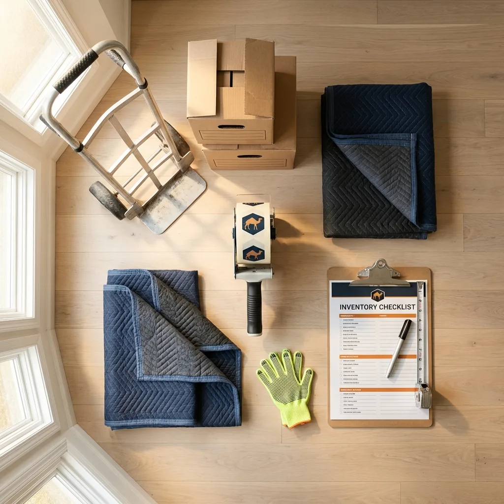 Professional moving supplies and packing materials layout for Weatherford residential relocations